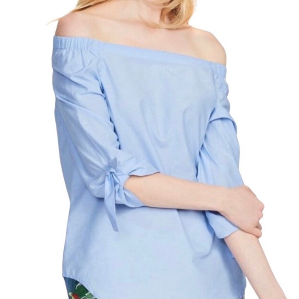 ✨J. MCLAUGHLIN NATASHA OFF THE SHOULDER BLOUSE 💙LIGHT BLUE-SIZE L✨ - Picture 2 of 15